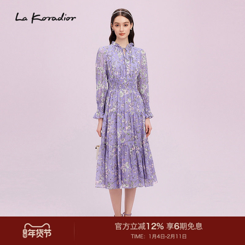 【100桑蚕丝】La Koradior拉珂蒂商场同款2025真丝印花蛋糕裙女,女装/女士精品,连衣裙,淘宝优惠券,粉丝福利购,淘宝优惠卷