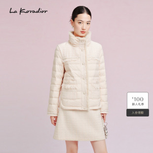 法式 新款 冬季 香风水貂毛皮云感鹅绒羽绒服 Koradior拉珂蒂时尚
