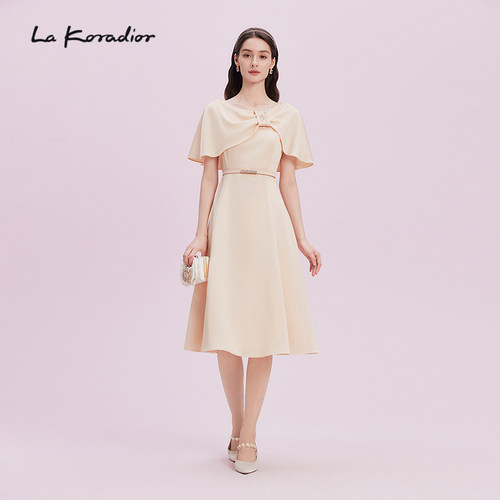 【进口三醋酸】La Koradior拉珂蒂2025商场同款斗篷式礼服连衣裙