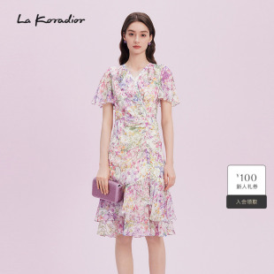 koradior拉珂蒂夏100桑蚕丝印花真丝连衣裙 艺术家联名款