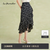Koradior拉珂蒂夏季 通勤立裁100桑蚕丝真丝半裙女 商场同款