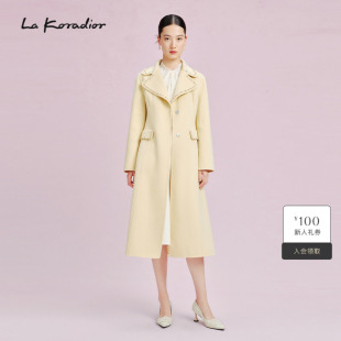 Koradior拉珂蒂显瘦新款 气质双面羊毛呢大衣风衣长款 羊毛