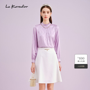 桑蚕丝 紫色上衣长袖 衬衫 立领打底 Koradior拉珂蒂商场同款