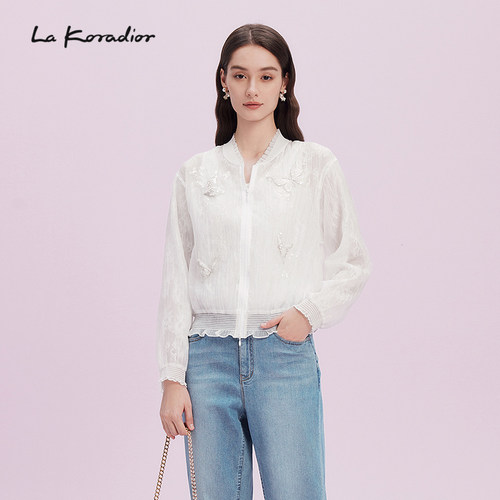 La Koradior拉珂蒂2025商场同款新款时尚设计感轻薄刺绣外套女