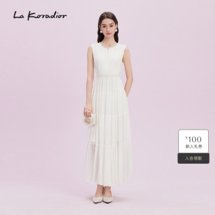 优雅真丝连衣裙女 100桑蚕丝无袖 Koradior拉珂蒂2025商场同款