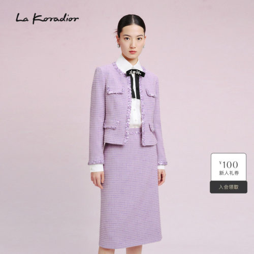 La Koradior拉珂蒂优雅秋新款女士短款修身时尚通勤气质减龄外套