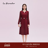 商场同款 Koradior拉珂蒂通勤秋新款 气质拼接百褶袖 连衣裙