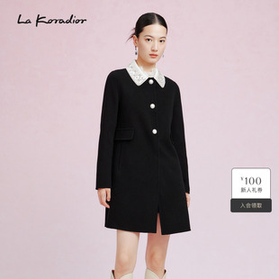 羊毛羊绒双面呢大衣长款 Koradior拉珂蒂新款 毛呢外套 羊毛