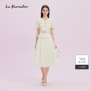 新款 减龄2025商场同款 娃娃领仙女连衣裙女 Koradior拉珂蒂修身