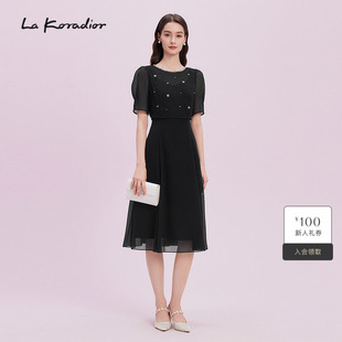 精致社交 新款 黑色连衣裙女25夏季 裙子 koradior拉珂蒂时尚