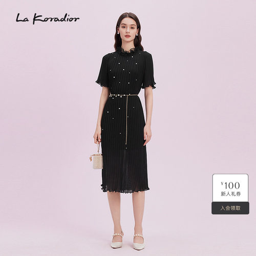 【商场同款】La koradior拉珂蒂气质连衣裙女2025夏季新款小黑裙