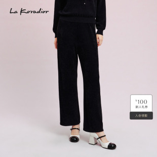 新款 秋季 丝绒休闲直筒裤 九分裤 子通勤 长裤 Koradior拉珂蒂时尚