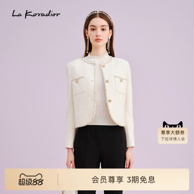 La Koradior拉珂蒂女商场同款时尚秋新款香风气质短外套休闲百搭