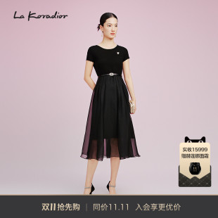 简约2025夏重磅精纺冰丝连衣裙女 时尚 Koradior拉珂蒂减龄修身