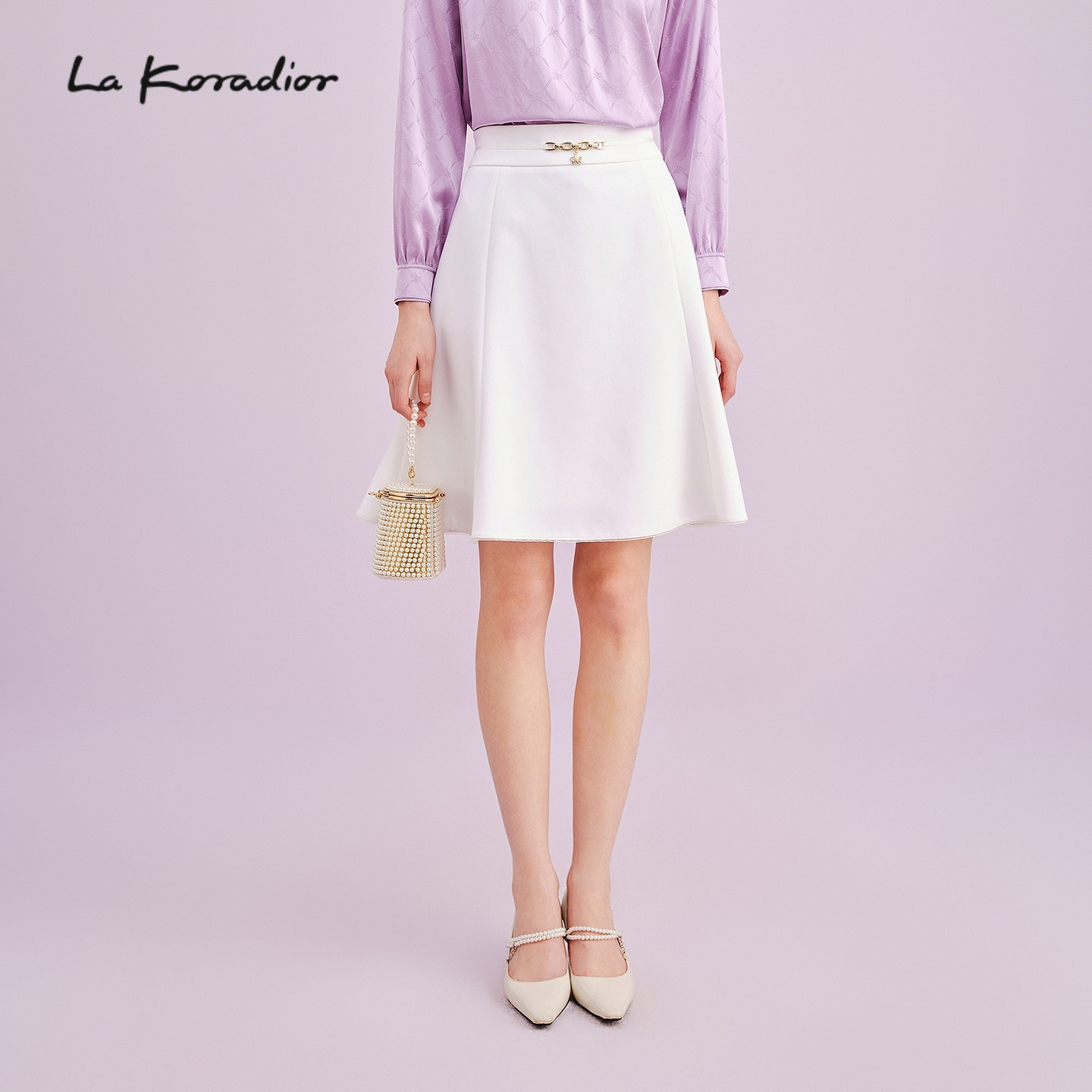 La Koradior拉珂蒂时尚气质减龄优雅女新款秋商场同款a字半身裙