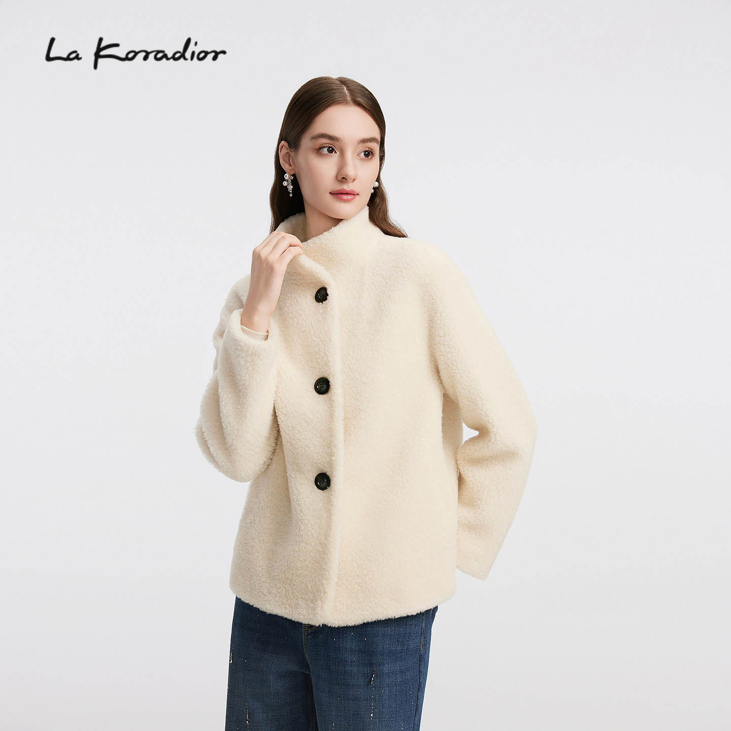 【羊毛】La Koradior拉珂蒂减龄秋冬新款气质立领通勤短款外套女