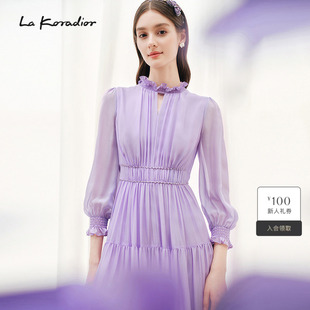 2025新款 Koradior拉珂蒂商场同款 花边立领蛋糕裙 100桑蚕丝