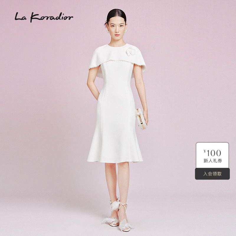 【法式铃兰裙】La Koradior拉珂蒂夏三醋酸高腰收腰鱼尾连衣裙女