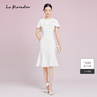 铃兰裙 Koradior拉珂蒂夏三醋酸高腰收腰鱼尾连衣裙女 法式