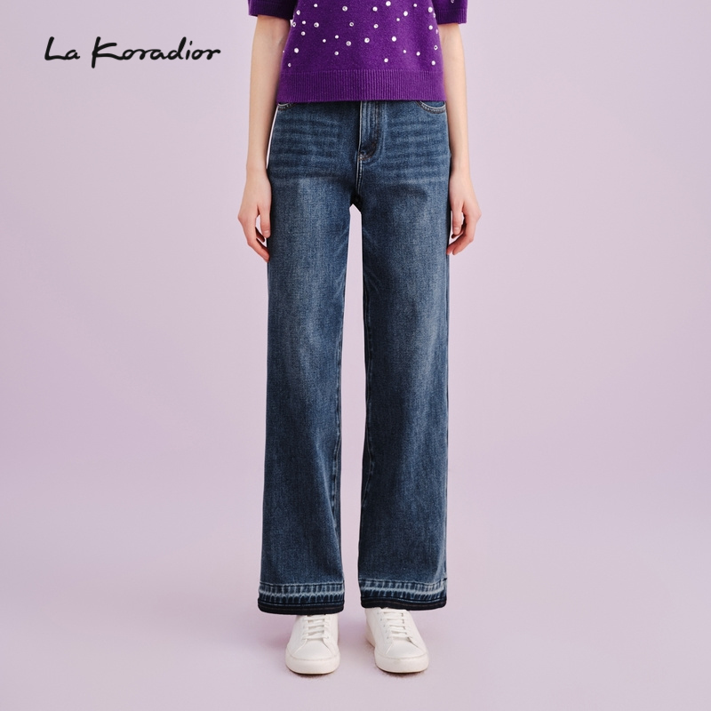 【商场同款】La Koradior拉珂蒂直筒休闲裤秋季高腰显瘦牛仔长裤