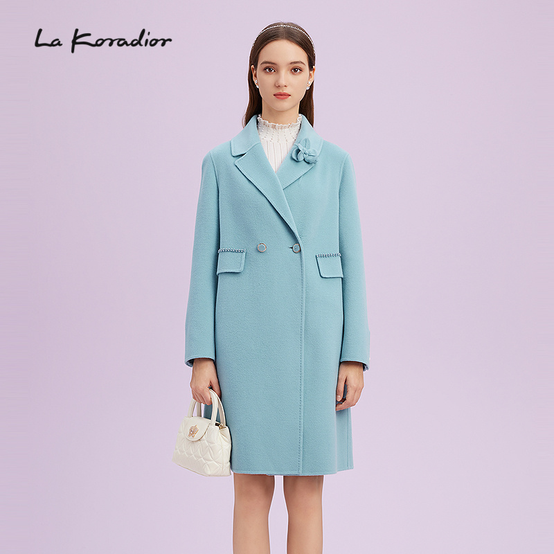 【羊毛】La Koradior拉珂蒂商场同款绢丝羊毛呢子大衣中长款风衣