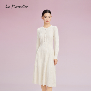柔雅风收腰显瘦A字针织长裙 法式 Koradior拉珂蒂优雅秋冬新款