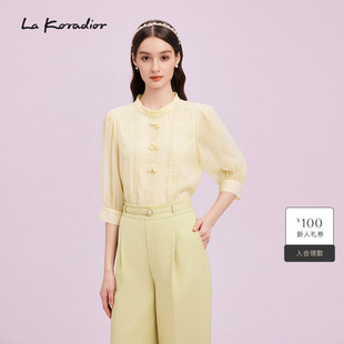 春气质圆领花卉小衫 2025新款 女上衣 Koradior拉珂蒂商场同款