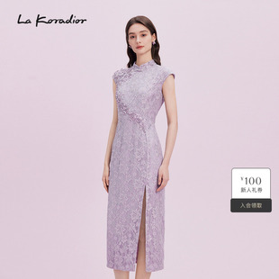 Koradior拉珂蒂2025新中式 蕾丝旗袍连衣裙女 国风新中式