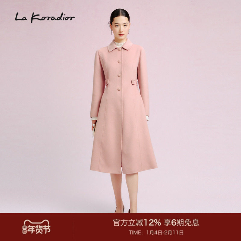 La Koradior拉珂蒂修身通勤优雅时尚冬新款羊毛羊绒过膝毛呢大衣,女装/女士精品,毛呢外套,淘宝优惠券,粉丝福利购,淘宝优惠卷