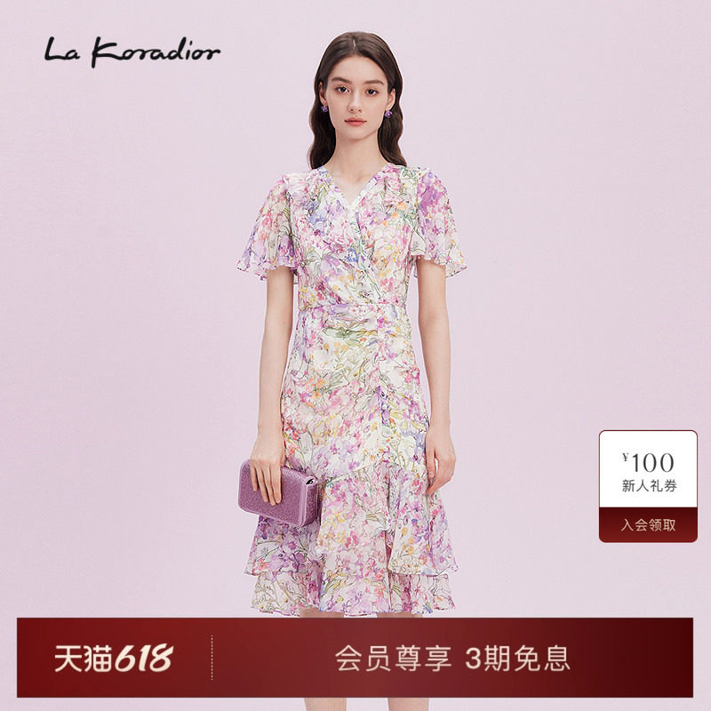 【艺术家联名款】La koradior拉珂蒂夏100桑蚕丝印花真丝连衣裙