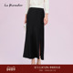 Lakoradior拉珂蒂黑色高腰长裙春季 进口三醋酸 侧开叉半身裙