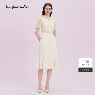 三醋酸鱼尾短袖 商场同款 通勤连衣裙女 夏季 Lakoradior拉珂蒂修身
