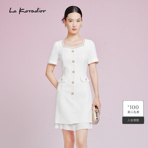 【进口三醋酸】Lakoradior拉珂蒂2025夏季修身三醋酸短袖连衣裙