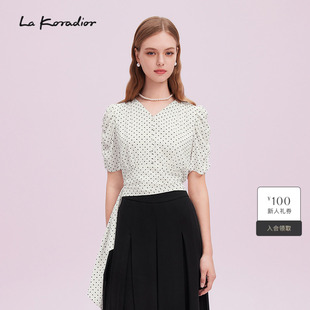 桑蚕丝波点小衫 新款 女上衣 Koradior拉珂蒂减龄2025商场同款