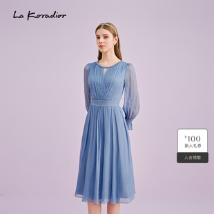 Koradior拉珂蒂商场同款 秋重要场合真丝连衣裙女 桑蚕丝