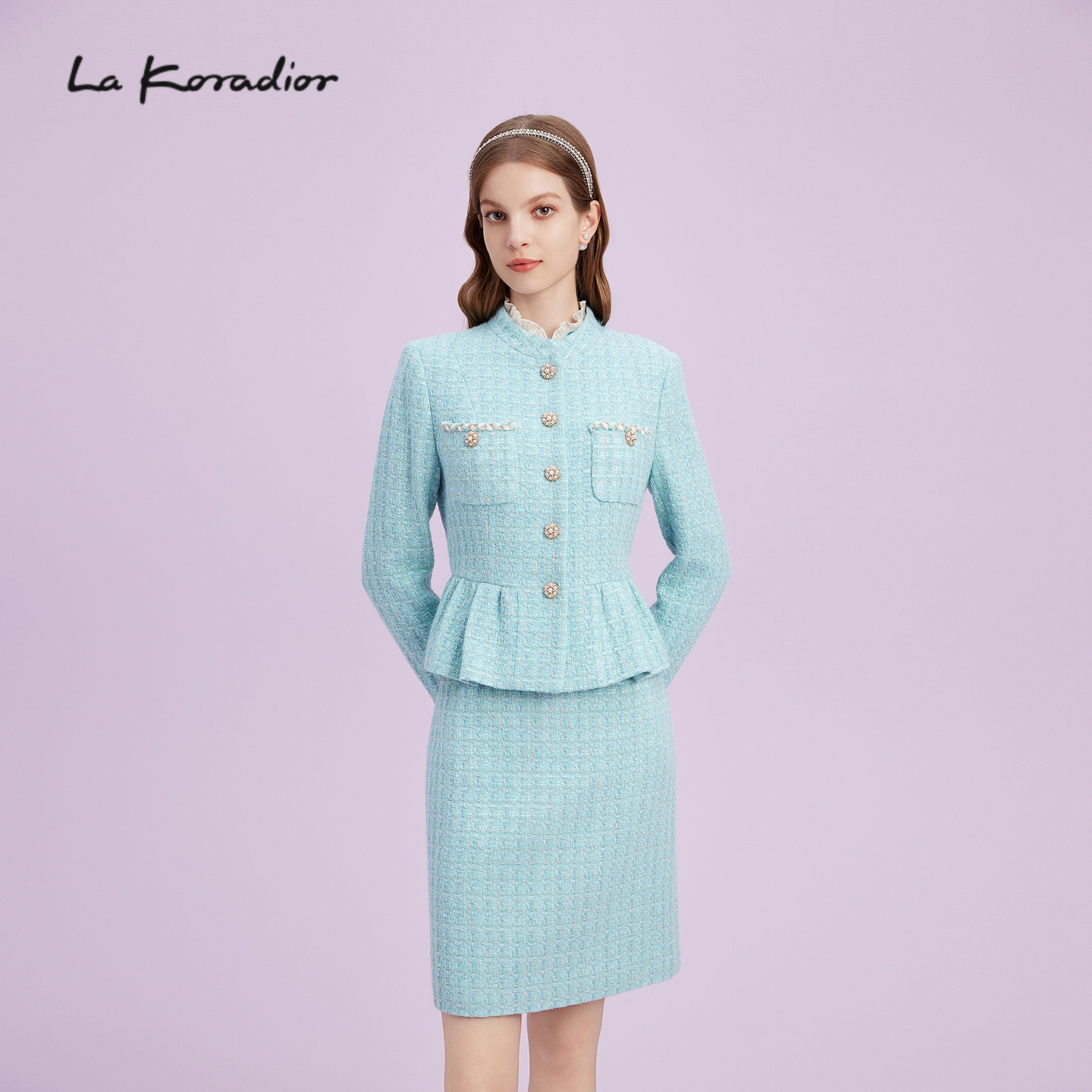 【商场同款】La Koradior拉珂蒂气质女秋冬新款花朵香风短款外套