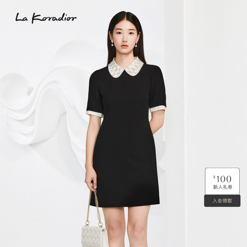 【经典小黑裙】La Koradior拉珂蒂夏季新款赫本风洋装醋酸连衣裙图片