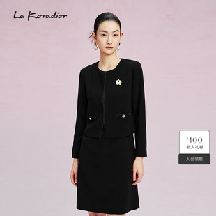 Koradior拉珂蒂时尚 春季 新款 香风短款 法式 外套 进口三醋酸
