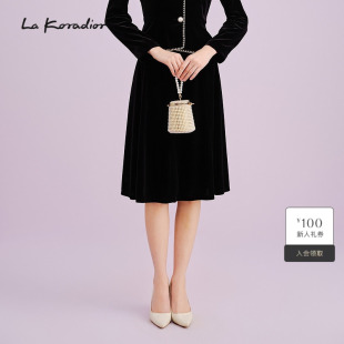 进口浮光丝绒 法式 季 气质半身裙 Koradior拉珂蒂商场同款