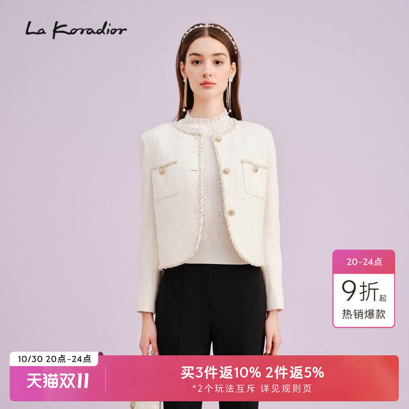 La Koradior拉珂蒂女商场同款时尚秋新款香风气质短外套休闲百搭