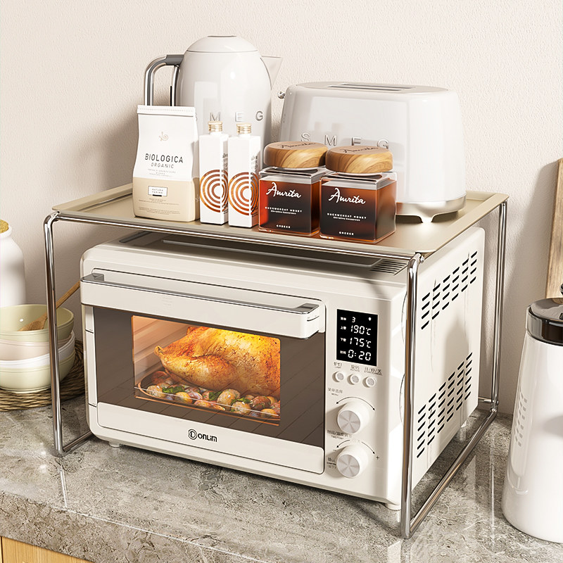 厨房微波炉置物架台面不锈钢ins风空气炸锅烤箱架子一体家用收纳,厨房/烹饪用具,微波炉置物架,淘宝优惠券,粉丝福利购,淘宝优惠卷