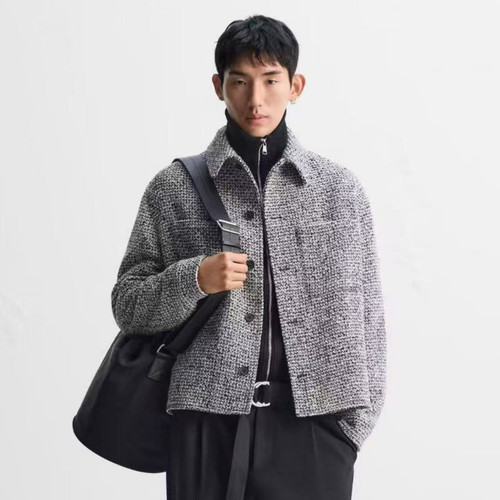 ZA2025秋季新品男装口袋饰宽松质感纹理长袖衬衫外套 9621300