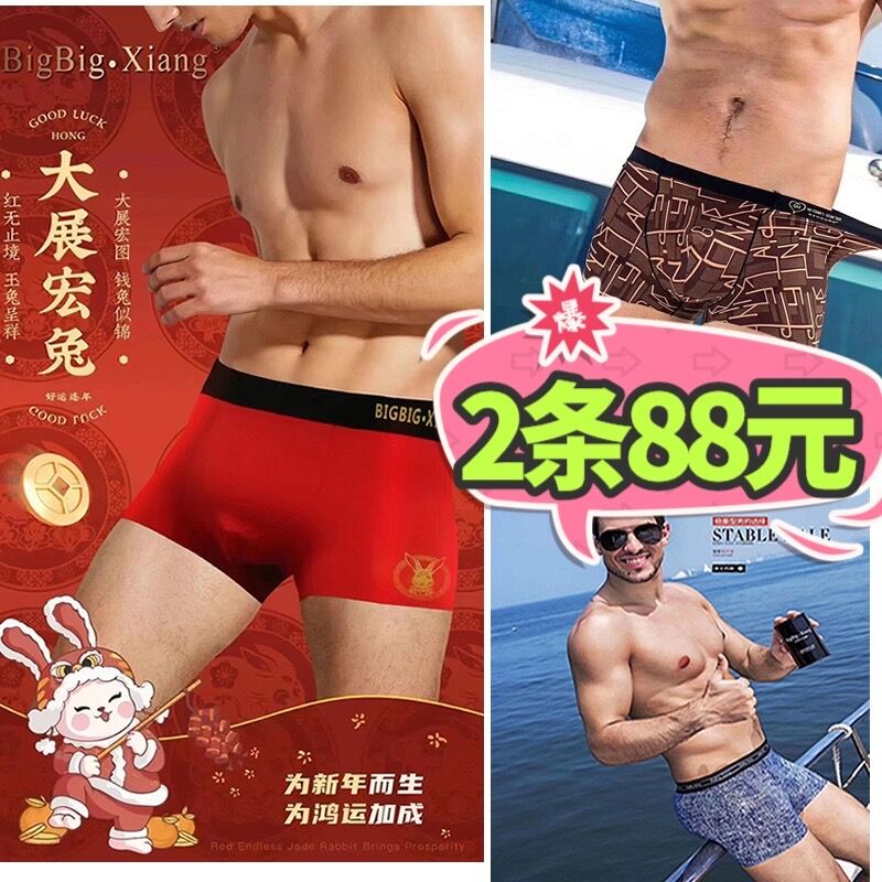 正品向大大龙年男士内裤冰丝四角平角...