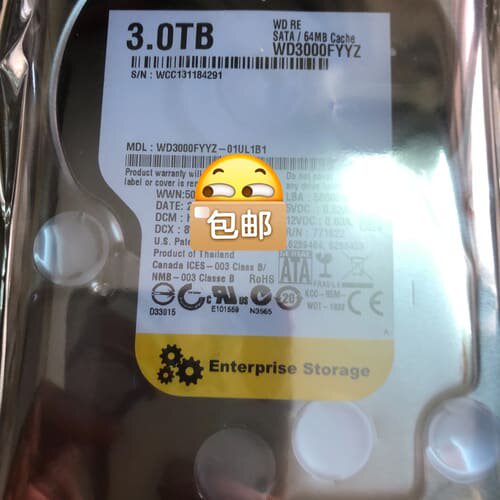 库存西数3TB 黑盘 SATA 企业级硬盘 台式机电脑硬盘