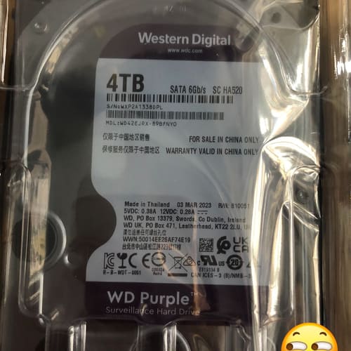 盒装西数4TB SATA 紫盘 监控硬盘 台式机电脑硬盘