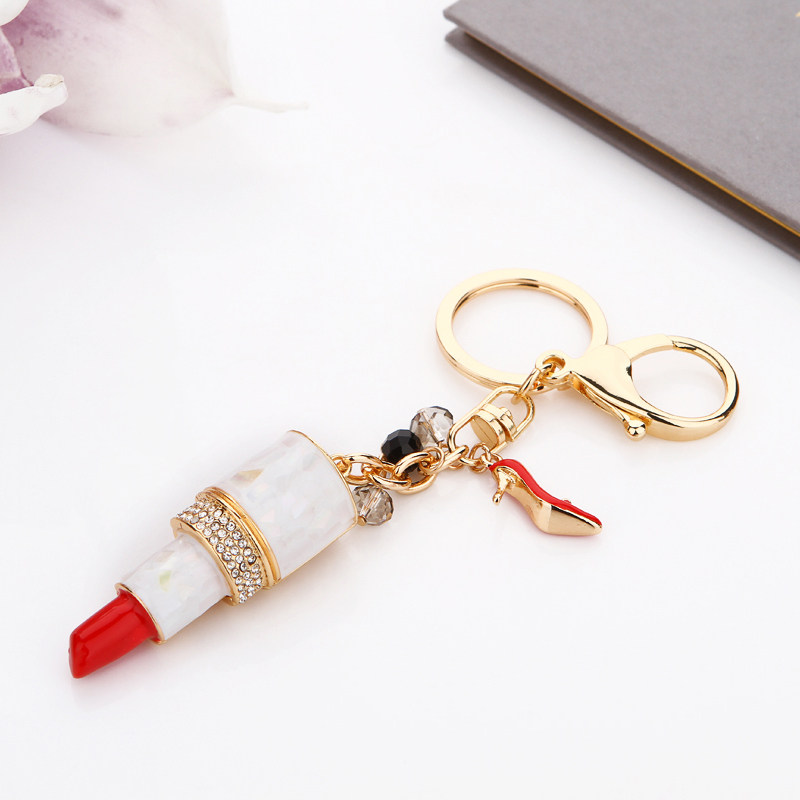 LA FAMILY水钻口红车钥匙扣挂件水晶精致女包挂饰创意个性圈礼品