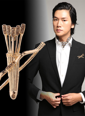 韩版时尚风镶钻男士合金礼服胸花