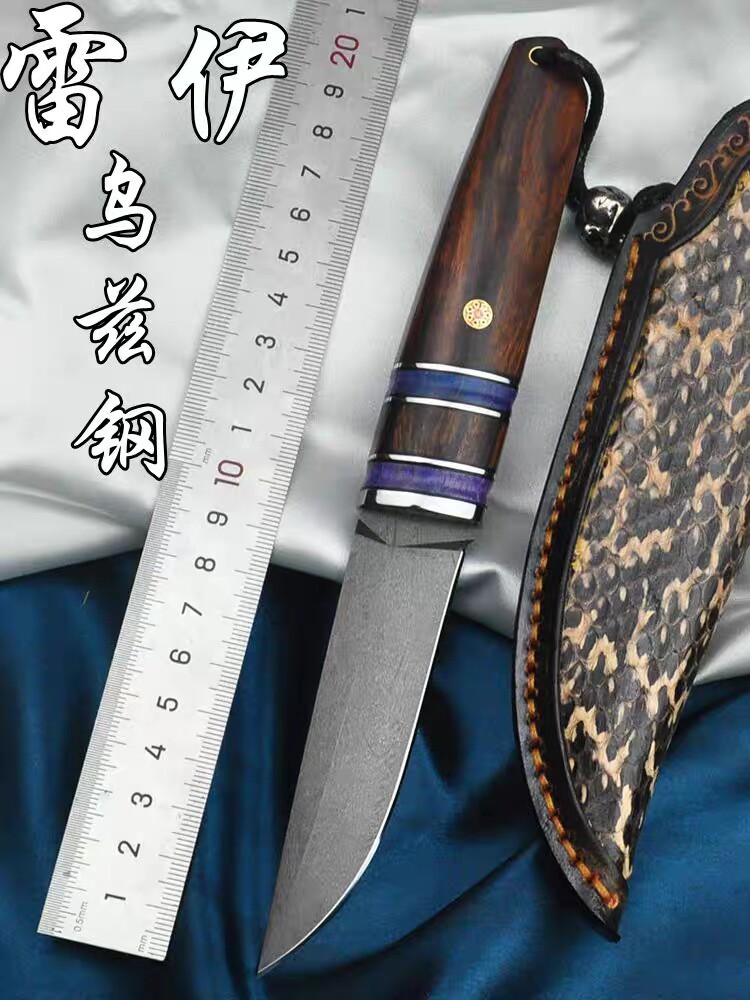 雪花乌兹钢高硬度大马士革户外刀野外随便带锋利小刀全疆包邮