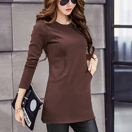 秋冬加绒纯棉女韩版长袖不起球