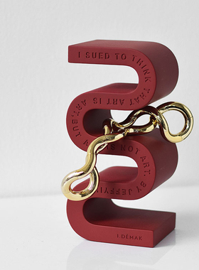 oroliving独家原创水泥置物架创意雕塑S摆件北欧桌面树脂装饰收纳